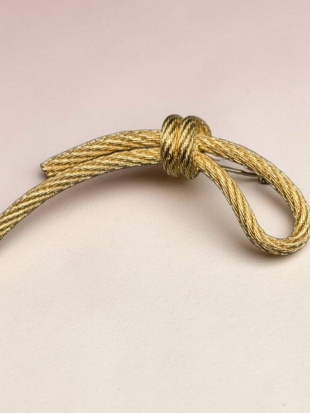 Vintage Christian Dior Gold Tone Twisted Rope Knot Statement Brooch Pin 1980s - Picture 1 of 12